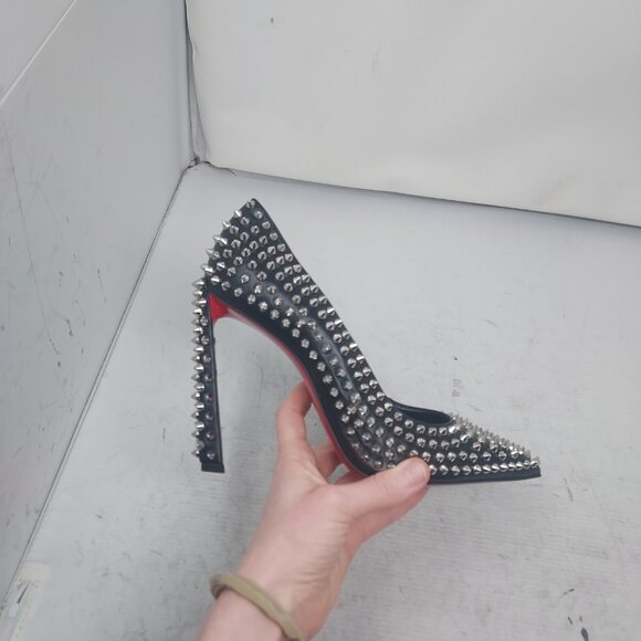 Christian Louboutin Black Condora Leather Spike Stud Pump - Picture 6 of 10